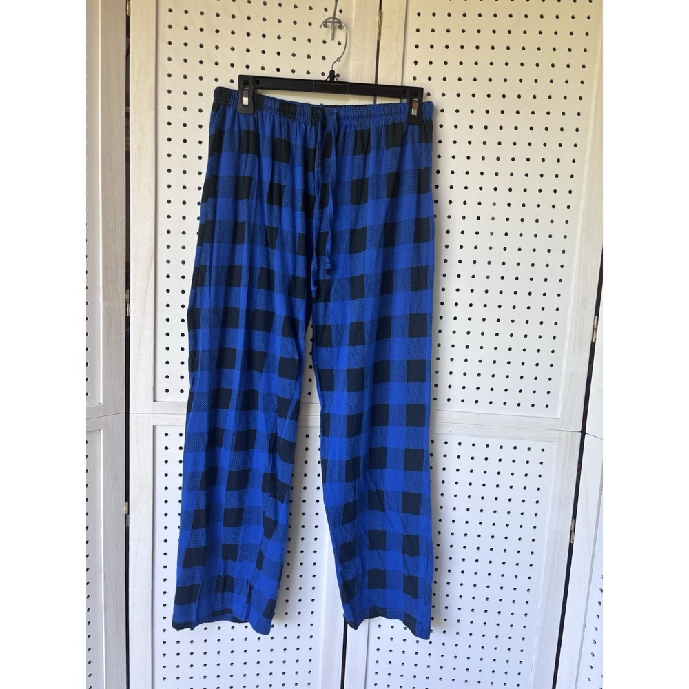 Just Love Women's M Blue & Black Checkered Pajama Lounge Pants Cotton Pull On